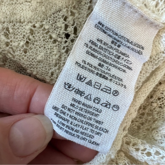 COPY - FREE PEOPLE Cream Crochet Flare Sleeve Off Shoulder Free Flow Top Medium - Picture 8 of 14